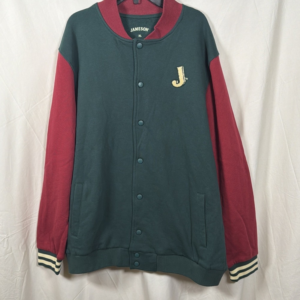 Jameson Irish Whiskey Varsity Jacket XL Green Red Snap Button